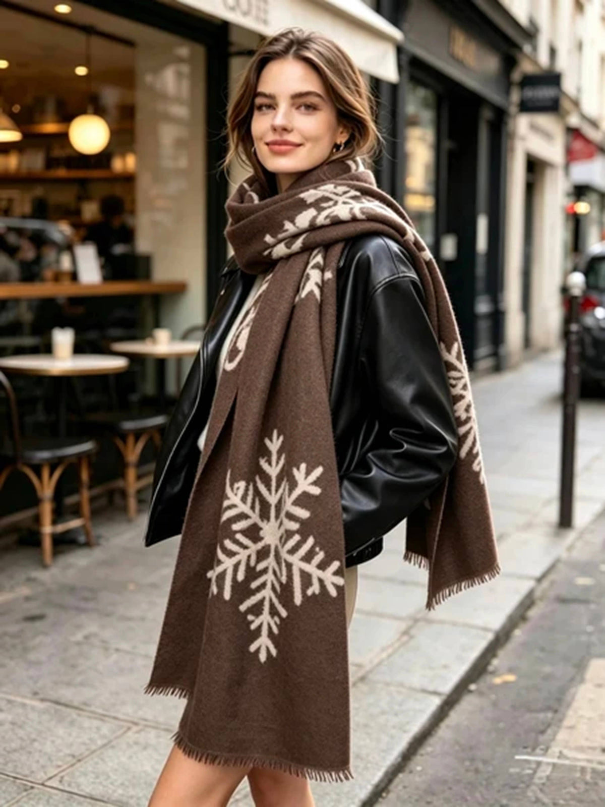 Soft Snowflake Scarf: Black / YOU