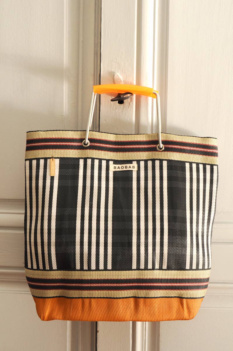 Baobab LOLIA nylon tote bag sort og orange