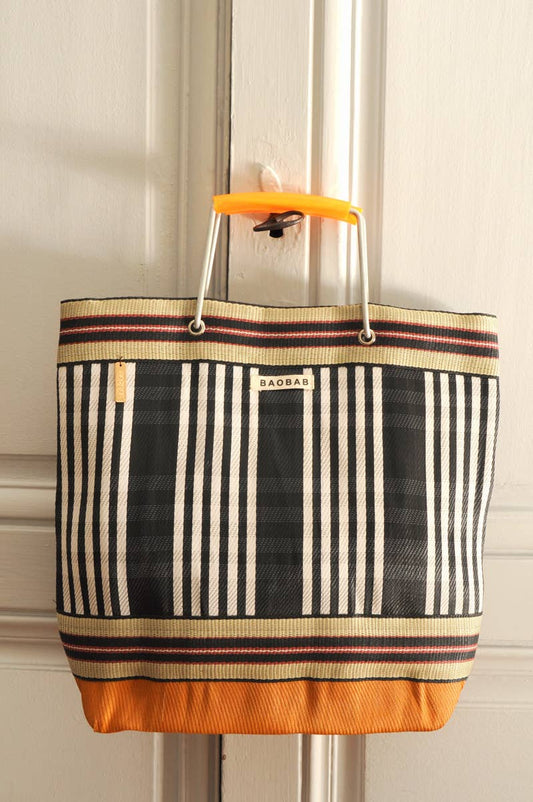 Baobab LOLIA nylon tote bag sort og orange