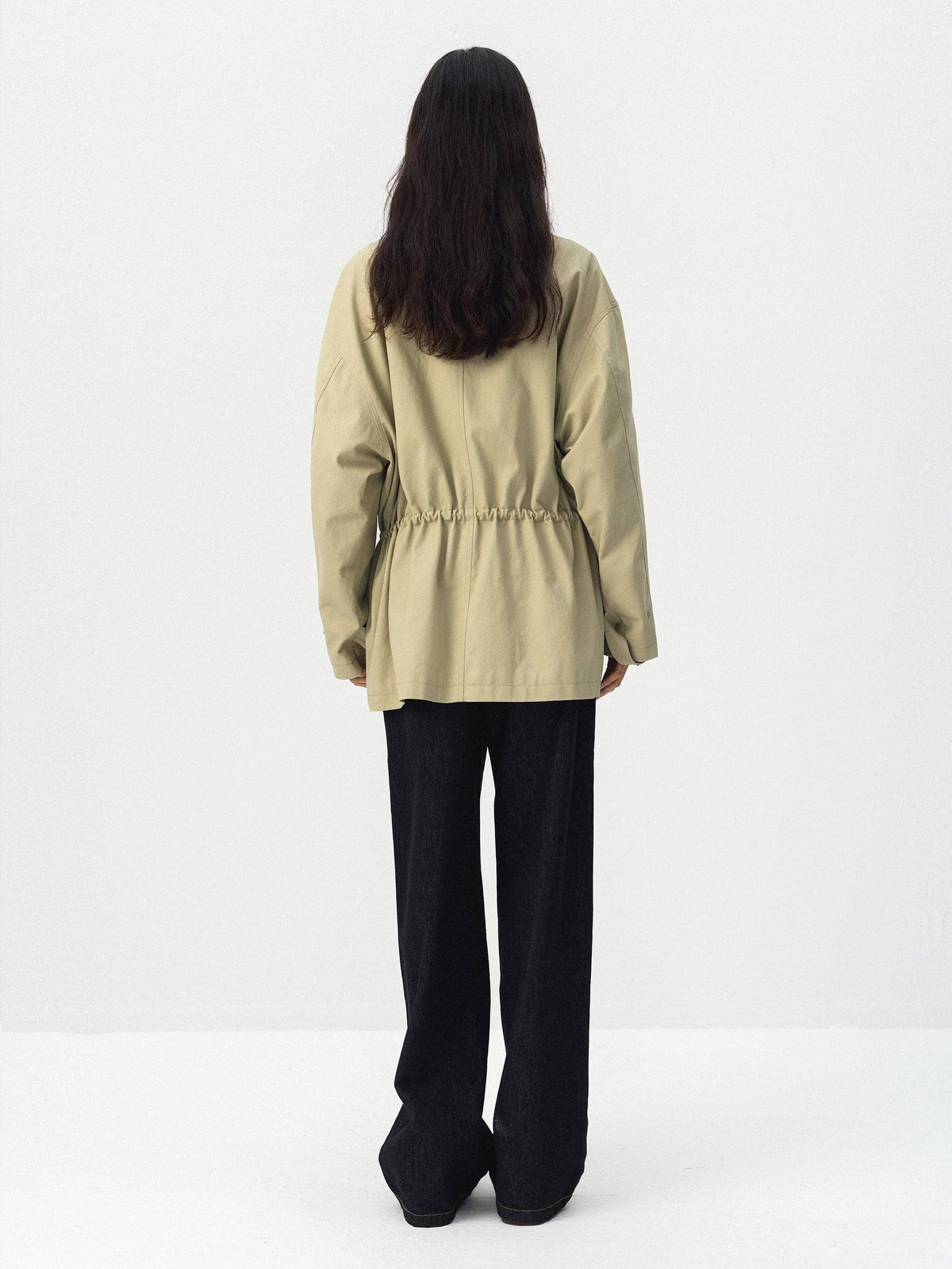 CUBIC Drawstring Waist Cargo Field Jacket: Green / M