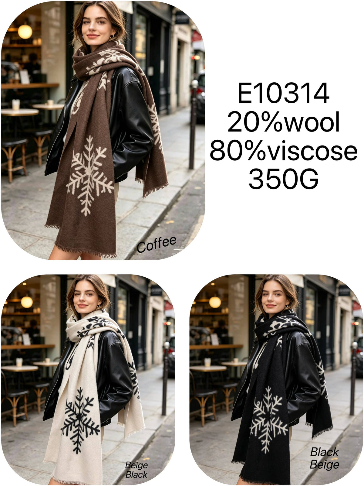 Soft Snowflake Scarf: Black / YOU