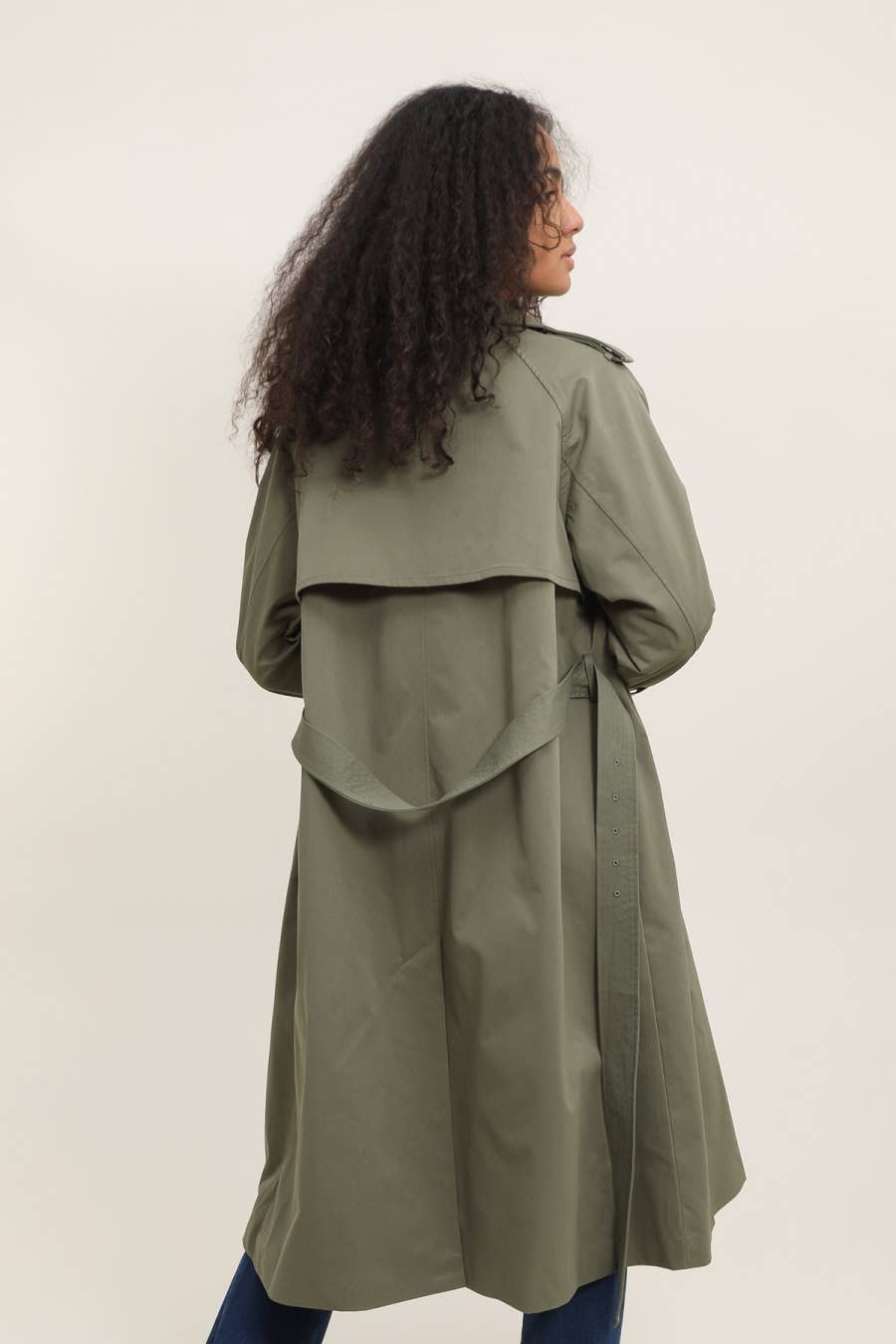Lang trenchcoat kaki farget