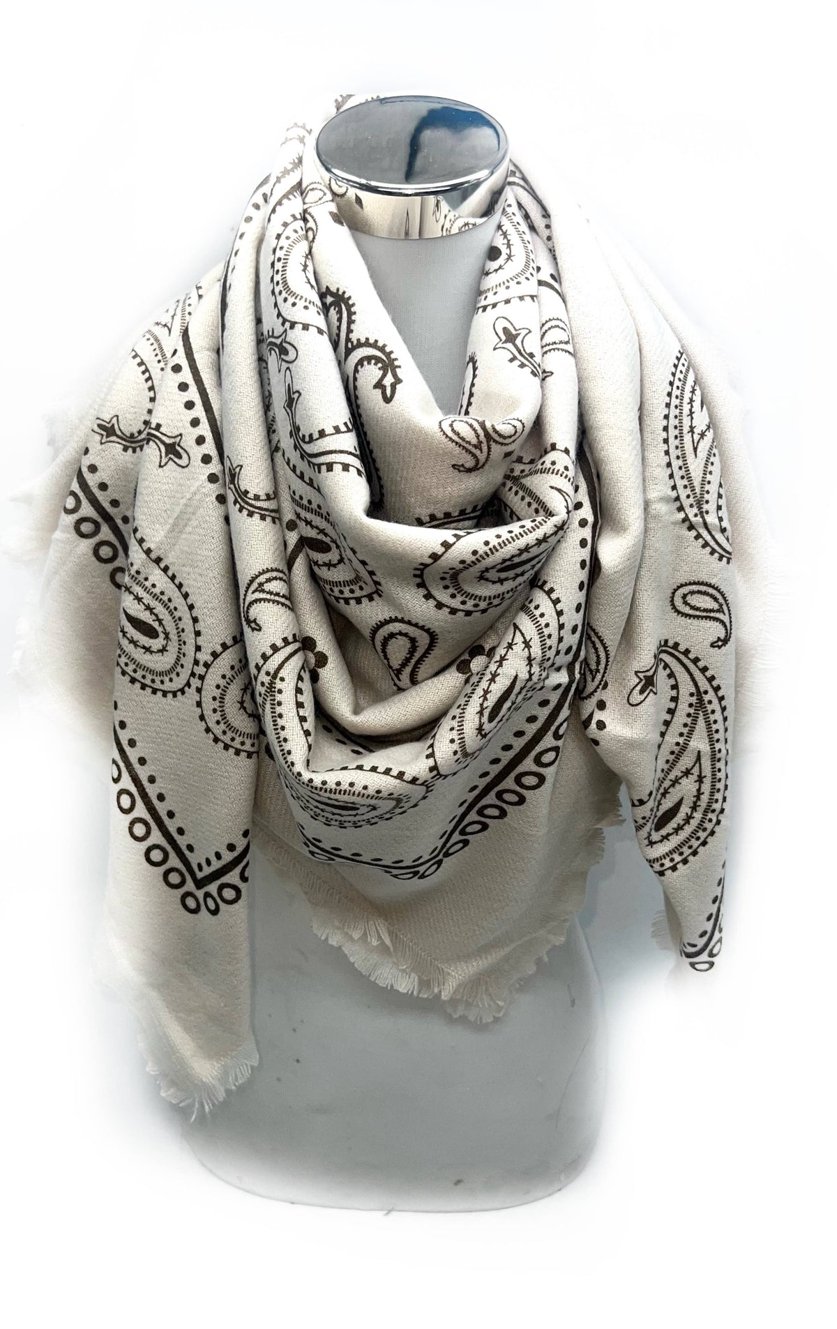 Stort paisly skjerf , lys beige
