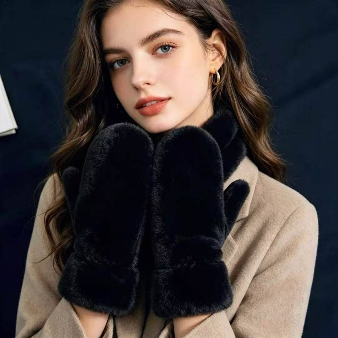 Soft and fluffy mittens: Camel