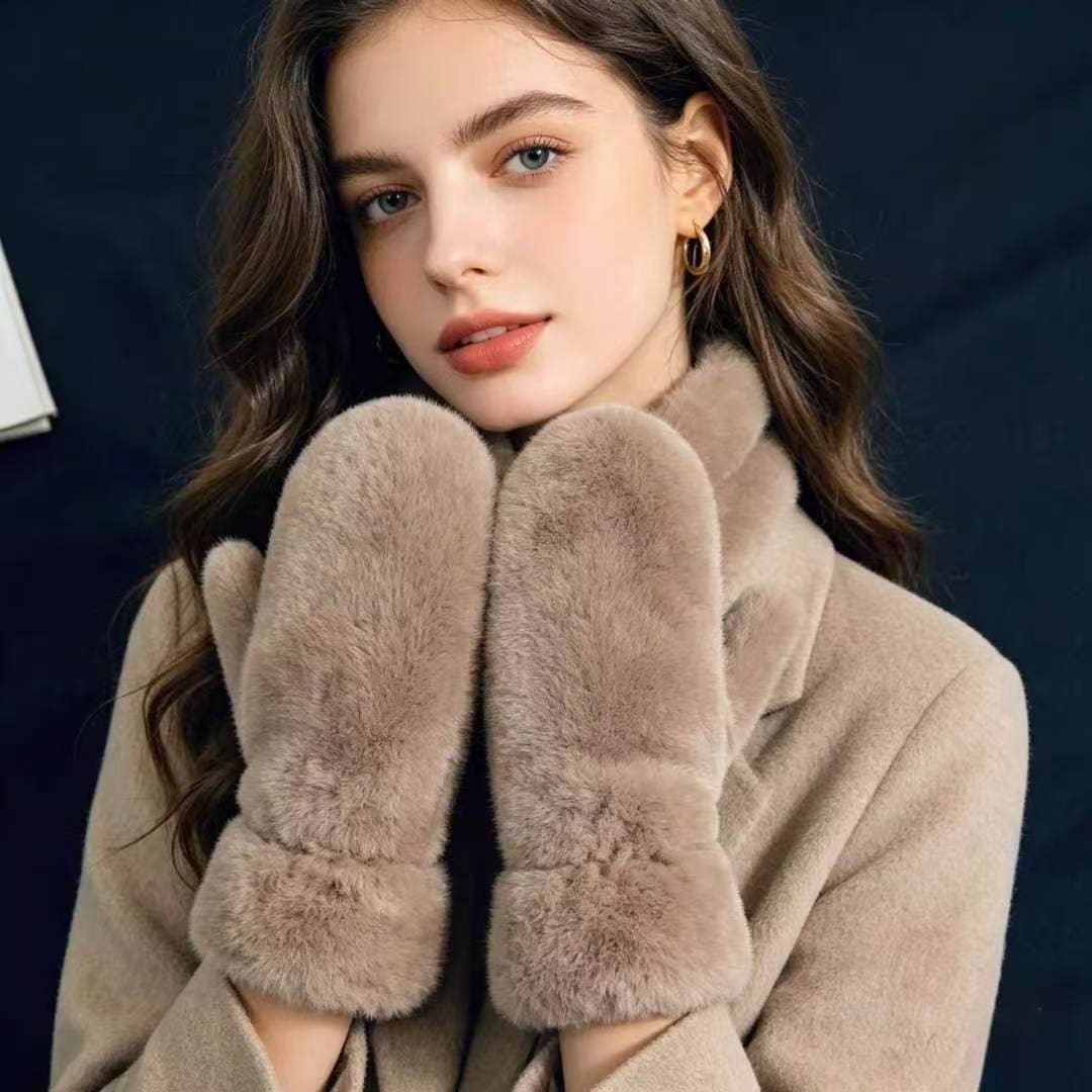 Soft and fluffy mittens: Taupe