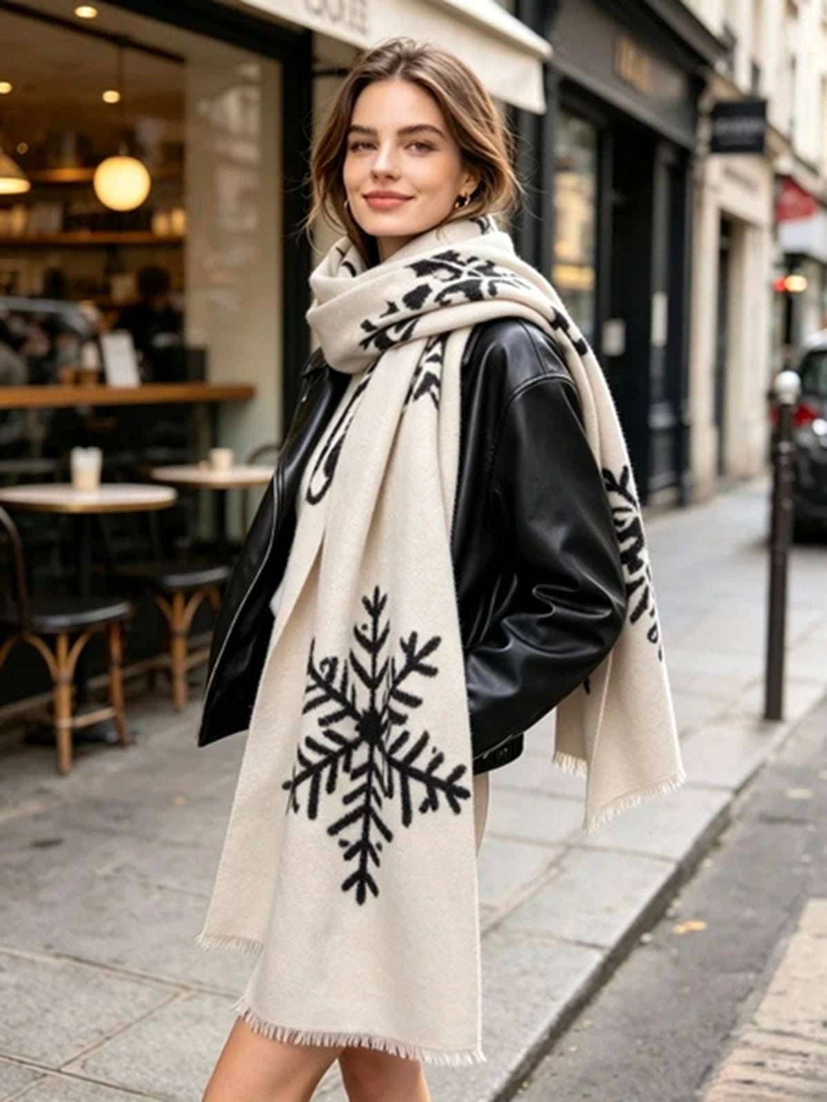 Soft Snowflake Scarf: Black / YOU
